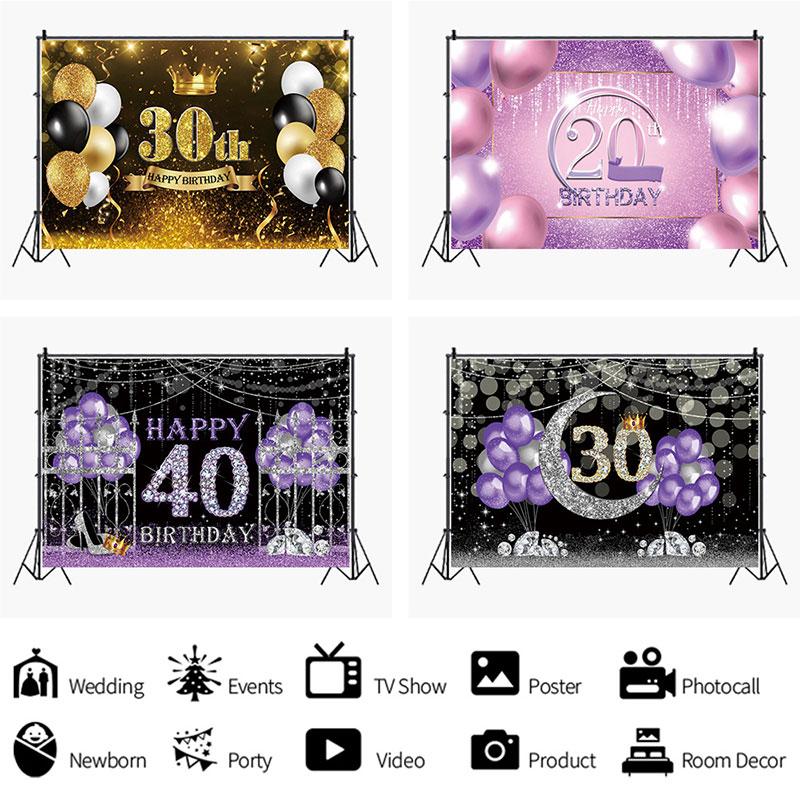 Happy Birthday Backdrop Banner Background Cloth Props Party Decorate