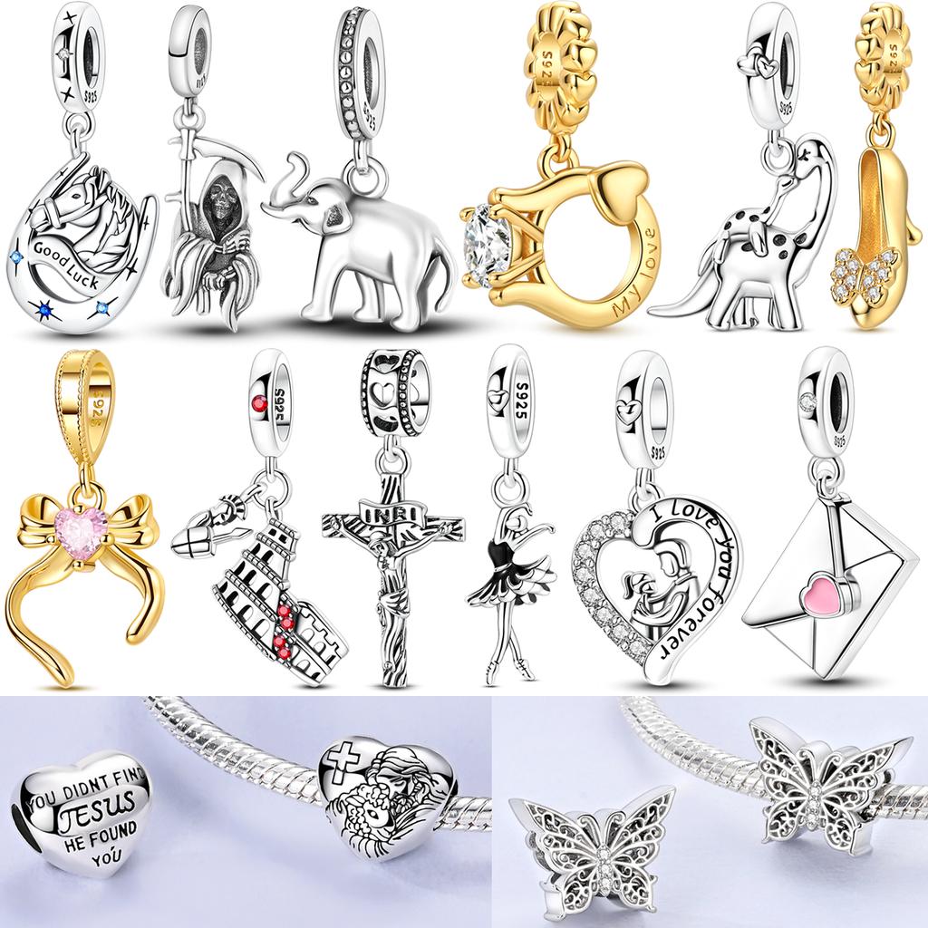 Grim Reaper Charms Bead 925 Silver Elephant Giraffe CZ Zircon Dangle Pendants Fit Original Bracelet DIY Jewelry Gift