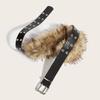 PU Leather Furry Waistband Rivet Plush Belt Fashion Leather Fur Belt  Female/Girls