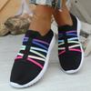 Fashion Rainbow Ribbon Knitted Sneakers Women Mesh Breathable Running Sports Shoes Woman Plus Size Comfort Slip On Walking Shoes