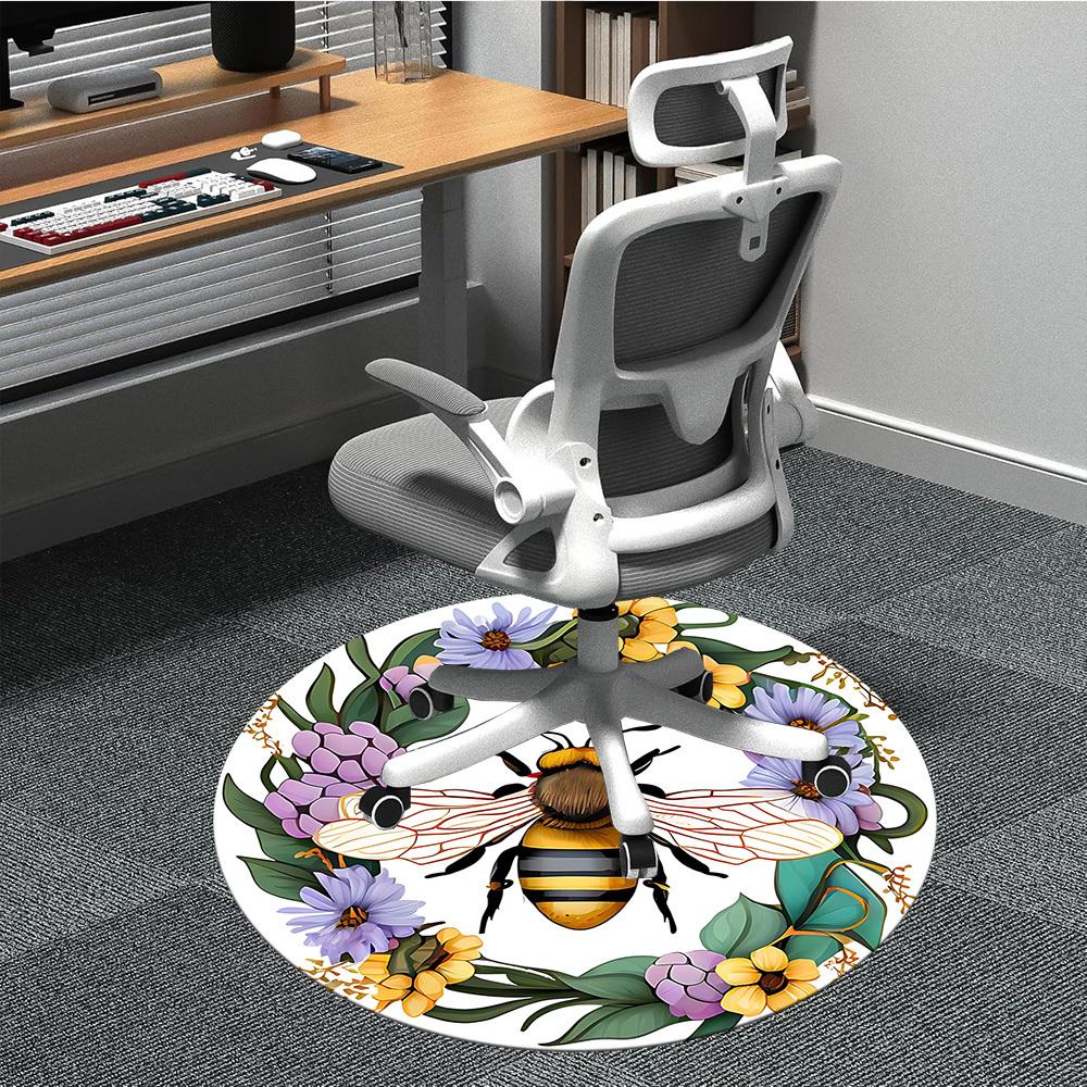 1pc Bee Wreath Chair Carpet for Office Non-Slip, Machine Washable Rug for Office, Room - Holiday Decor, Machine Made yy251029127
