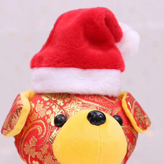 Pet Christmas Hat And Scarf Red Fluffy Hat Scarf with Pompom Warm Winter Pet Xmas Dress-up Outfit for Dogs And Cats Festive Photos Party Costume