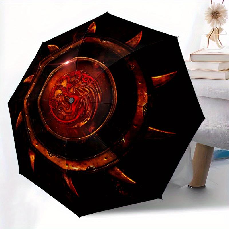 1pc Game of Thrones House Targaryen Windproof Automatic Windproof Umbrella, Lightweight for Women/Men, Perfect Christmas Gift 0811222