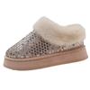 Shiny Sequin Non-Slip Snow Boots Women Winter Faux Fur Platform Plush Ankle Boots Woman Flat Heel Thick Bottom Warm Cotton Botas