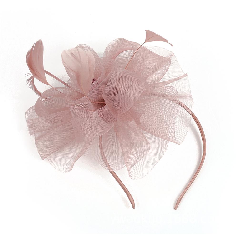 Женская шляпка-фасинатор, коктейльная, свадебная, для вечеринки, церковная, элегантный головной убор, перья, заколка для волос невесты, тычинки, сетка, аксессуары для волос