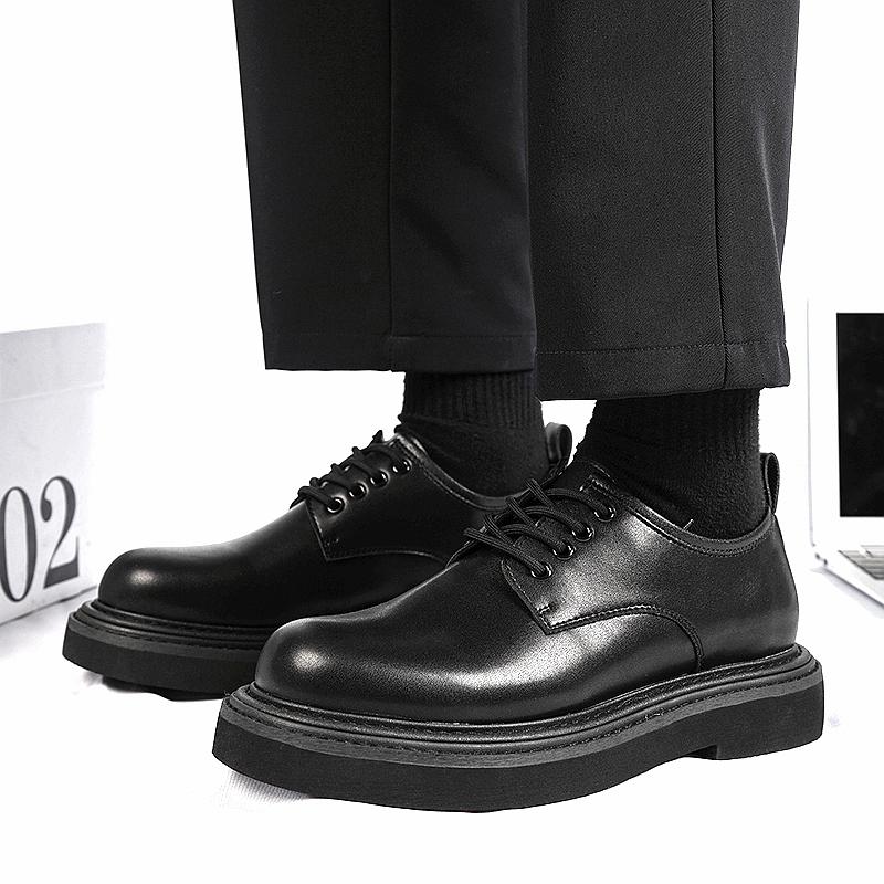 Черные мужские кожаные туфли на толстой подошве, классические, новые, минималистичные, для офиса, деловых вечеринок, прогулок по улице, для жениха