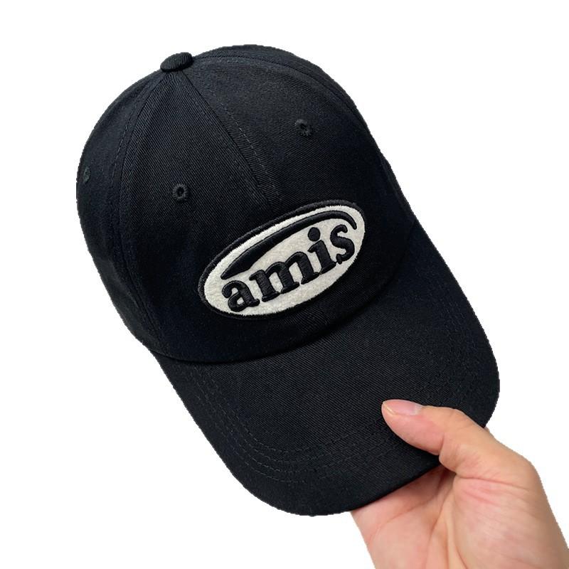 Korean red baseball cap for women, spring and summer sun protection amis Embroidered versatile large head circumference baseball cap for men