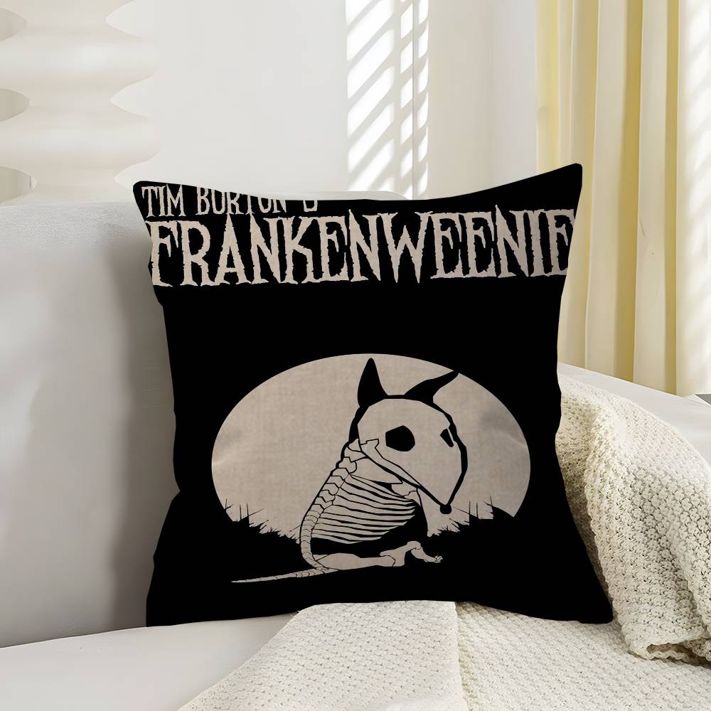 3D Black and White Fantasy Movie F-Frankenweenie Cushion Cover Car Throw Pillow Case For Sofa Car Christmas Gift 40x40cm