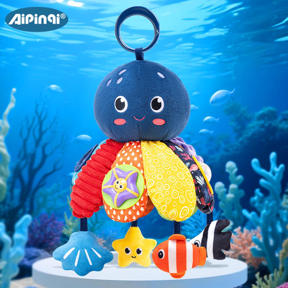 Aipinqi Подвесная плюшевая игрушка-осьминог для малышей - Многофункциональный обучающий подвес