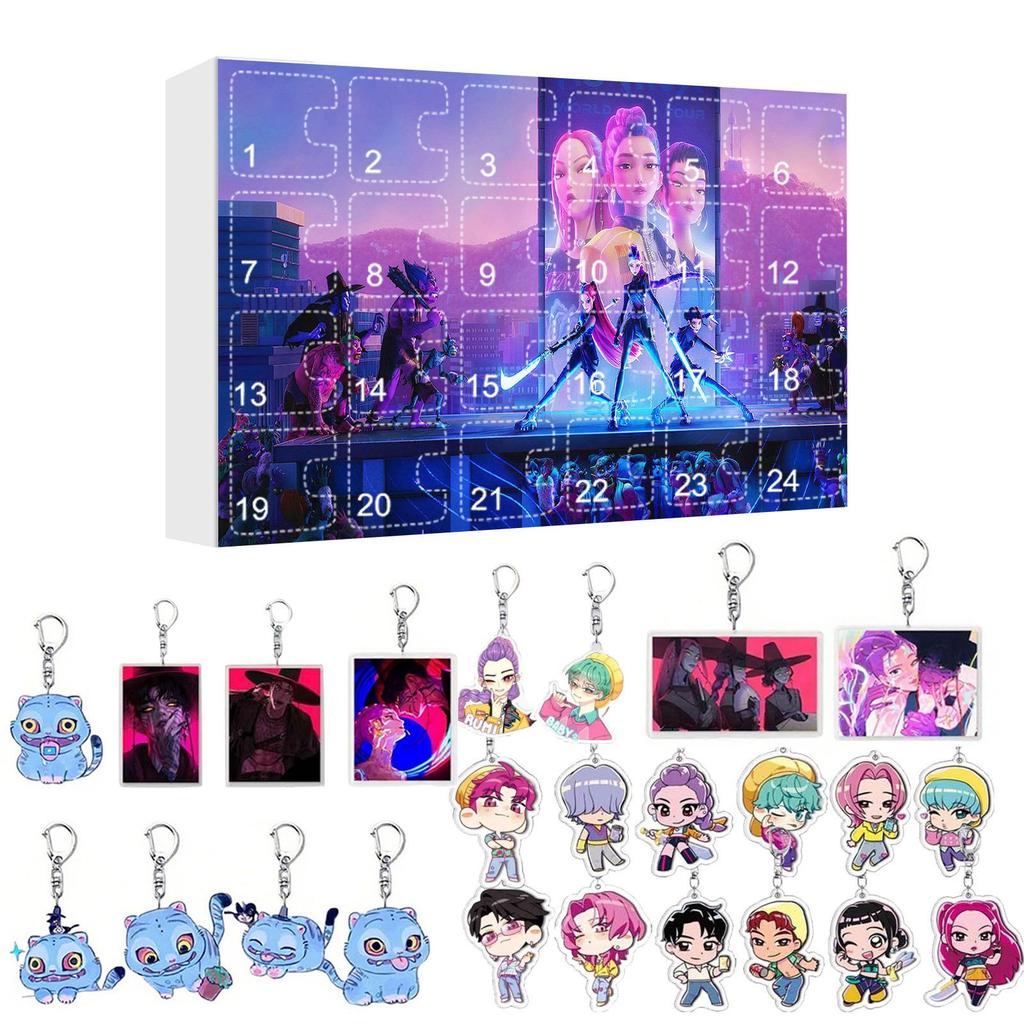 Kpop Охотники на демонов Руми Мира Зои Фигурка Саджа Мальчики Рождественский календарь обратного отсчета Модный брелок-сюрприз Акриловая подвеска Подарок