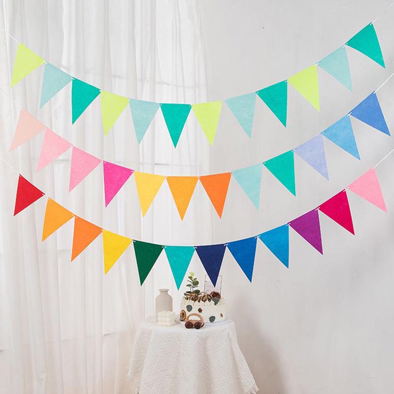 Yellow-Green Felt Pennant Bunting for Kids' Birthday or Kindergarten Decor