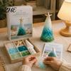 Beach Theme Home Decorations DIY Sea Glass Christmas Tree Art Kit, 3D Coastal Xmas Craft Kit Shards with Pieces, Handmade Beach-Themed Holiday