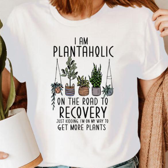 Korean Style Versatile Fashion Retro Never Enough Plants TShirt Cactus  Potted Plants Graphic Casual Short Sleeve for Women