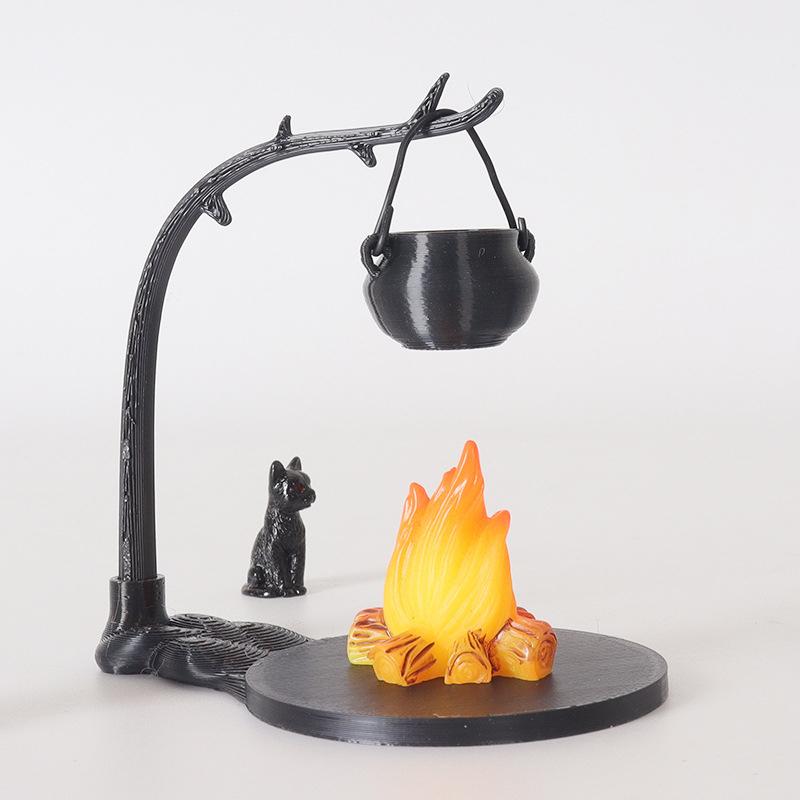 4/5Pcs Dollhouse Mini Hanging Stove Stockpot Fire Pile Model Dollhouse Outdoor Camping Scene Decoration Dolls House Accessories