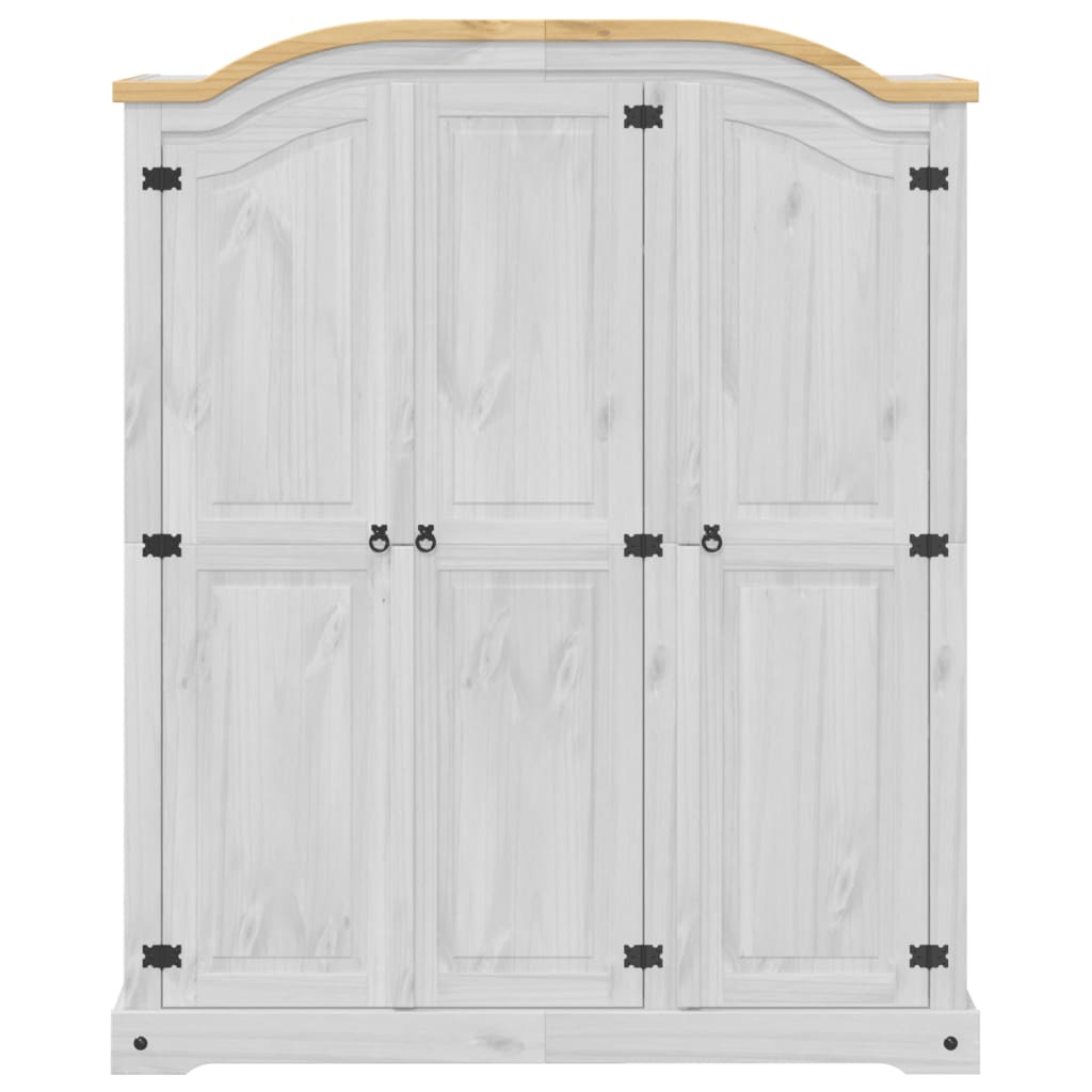 Corona White Wardrobe 151.5 x 52 x 186 cm Solid Pine Wood