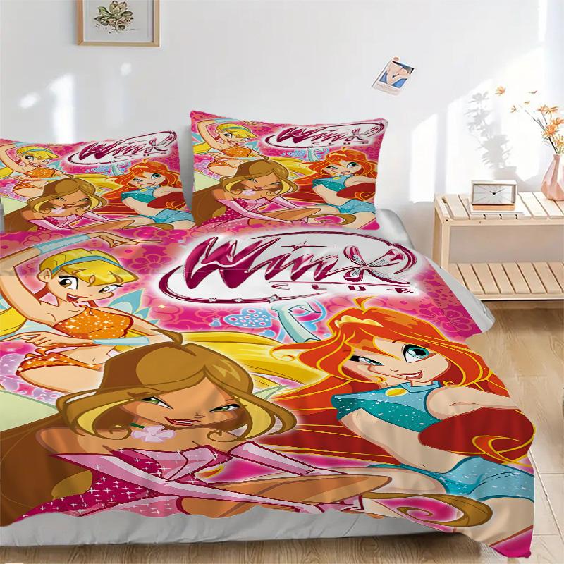 Winx Club Adventures Print 3Pcs Bedding Setduvet Cover With 2 Bedropillowcase Home Birthday Gift