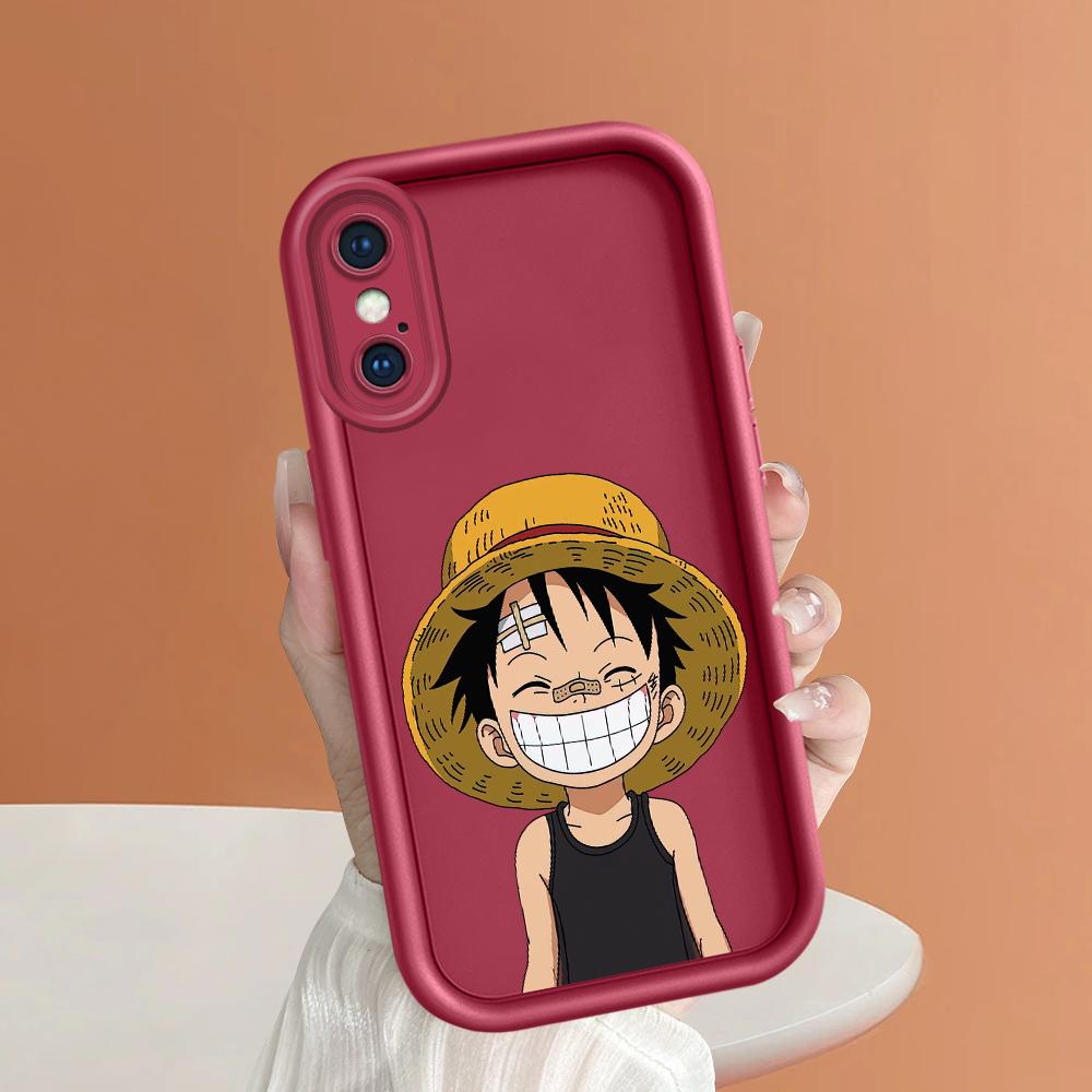 Квадратный чехол для телефона с милым аниме Луффи из мультфильма для Realme OPPO Reno VIVO Infinix Tecno Oneplus, полное покрытие камеры, противоударный защитный резиновый чехол