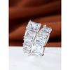 European and American style, oversized, double-row, square-cut cubic zirconia open ring Rectangular stepped drill with alternating wide faces