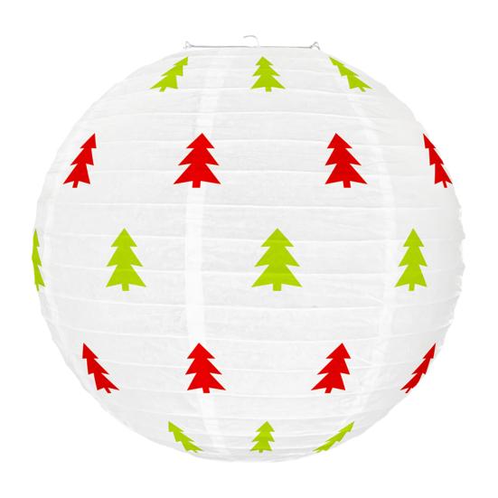 Красный и зеленый бумажный фонарь 12 дюймов Рождественский подвесной круглый фонарь для внутреннего и наружного праздничного потолочного декора