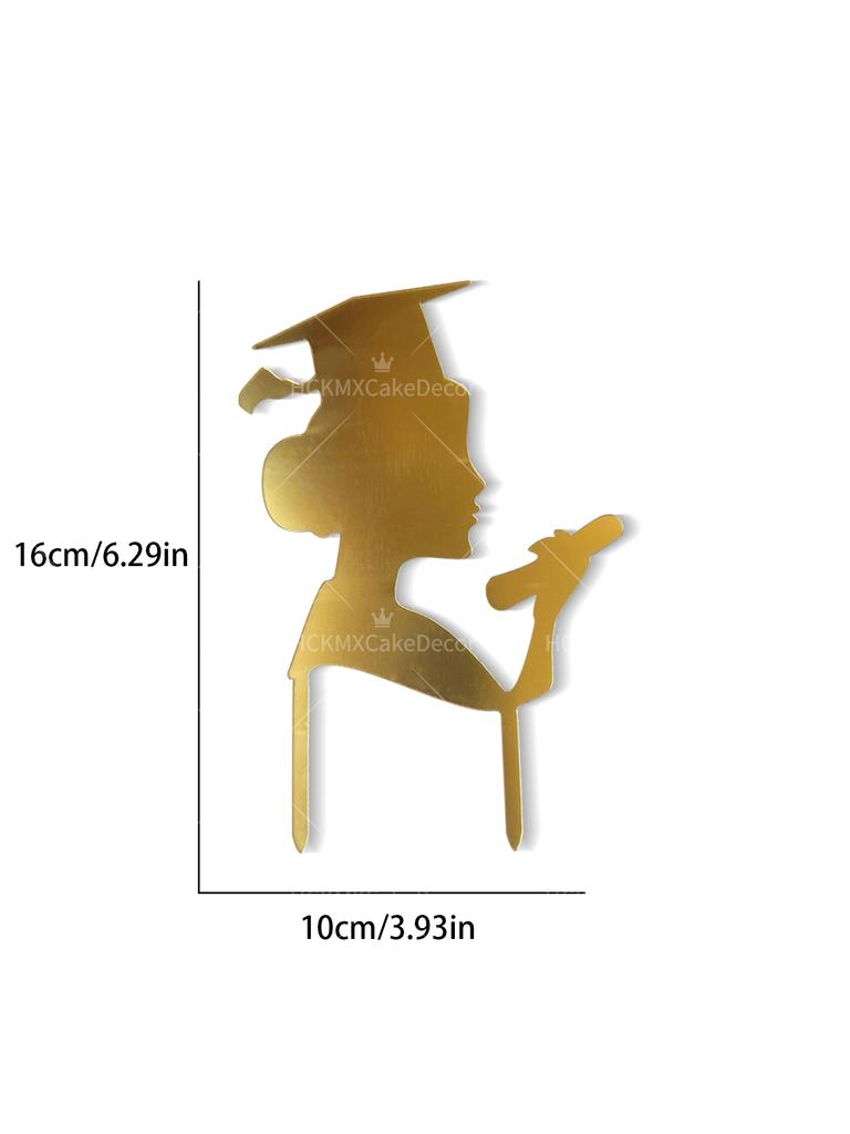 3pcs Gold Black Acrylic Graduation Cake Decorations for Congratulations Graduation Party Cake Topper Decorations Plugin