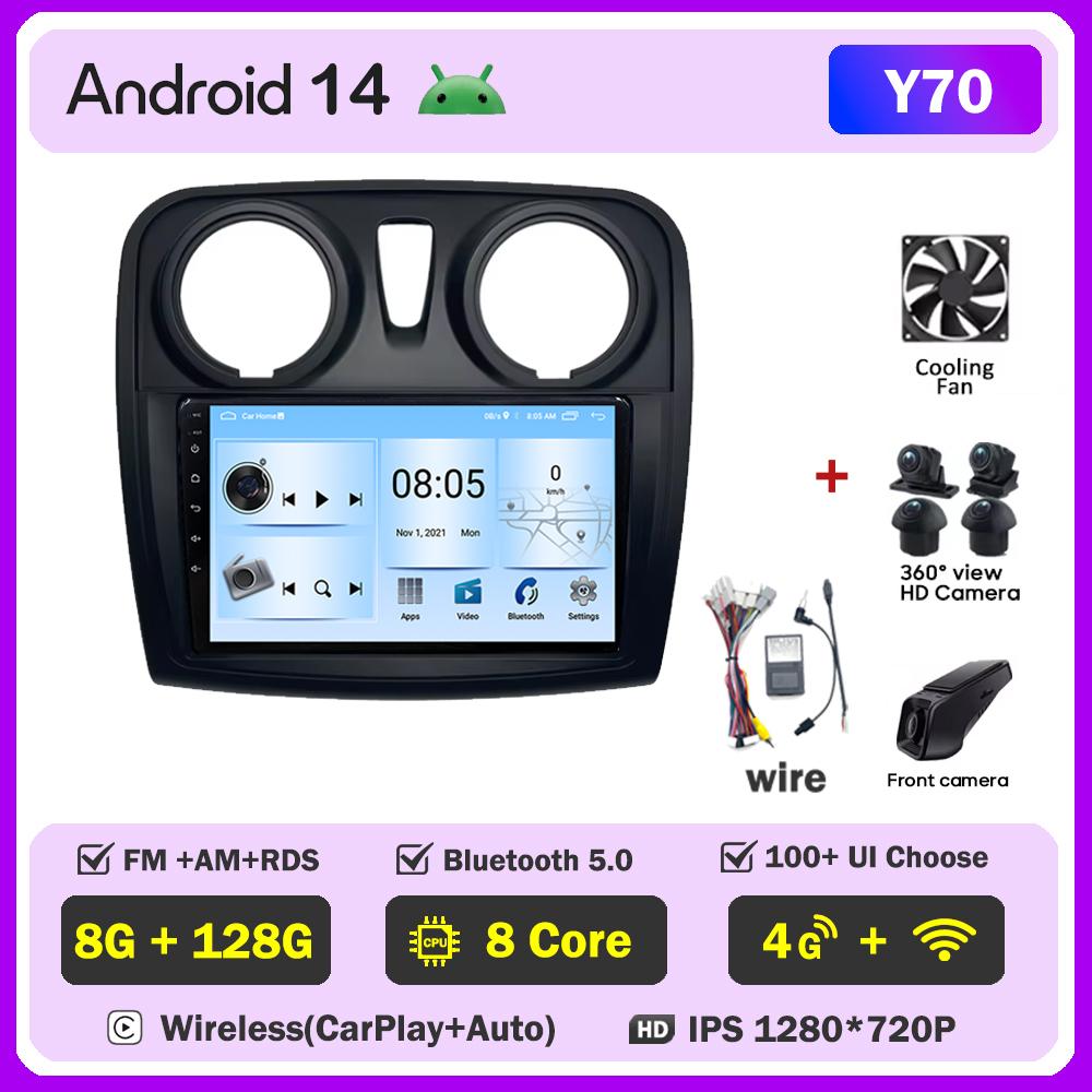 Autoradio Android 16 pour Renault Logan 2 Sandero 2 2012 - 2019, GPS, Navigation, Radio, Écran, Pas de lecteur DVD 2DIN, WiFi, Caméra embarquée