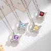 S925 pure silver natural yellow garnet necklace, square star shaped crystal pendant, luxurious jewelry with brushed craftsmanship, gift