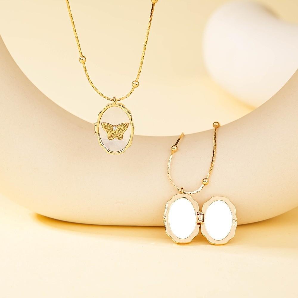 Zircon Photo Box Pendant Star Sun Couple Chain Pendant Photo Frame Necklace Pendant Gifts