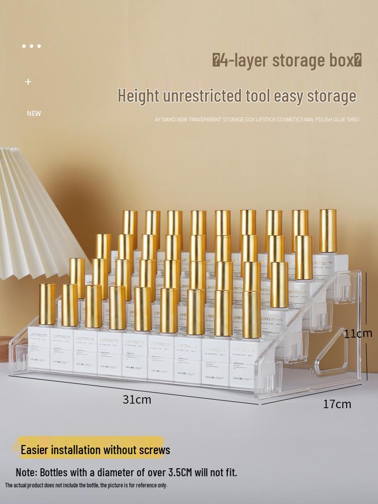Многослойная прозрачная коробка для демонстрации и хранения лаков для ногтей, для нейл-арта, губных помад, теней для век и инструментов для УФ-геля.
