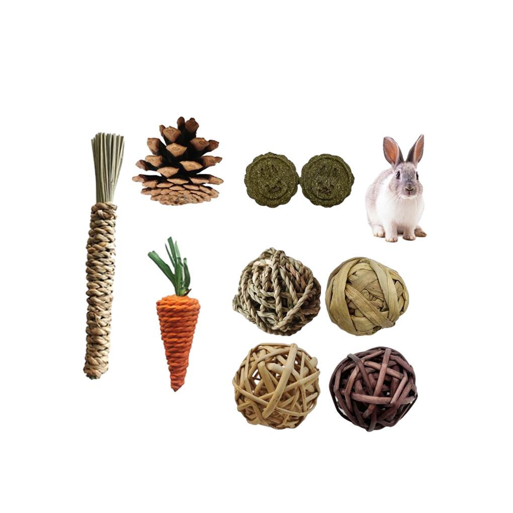 Деревянные прочные и стильные жевательные игрушки для кролика, морские животные, жевательные игрушки, набор жевательных игрушек