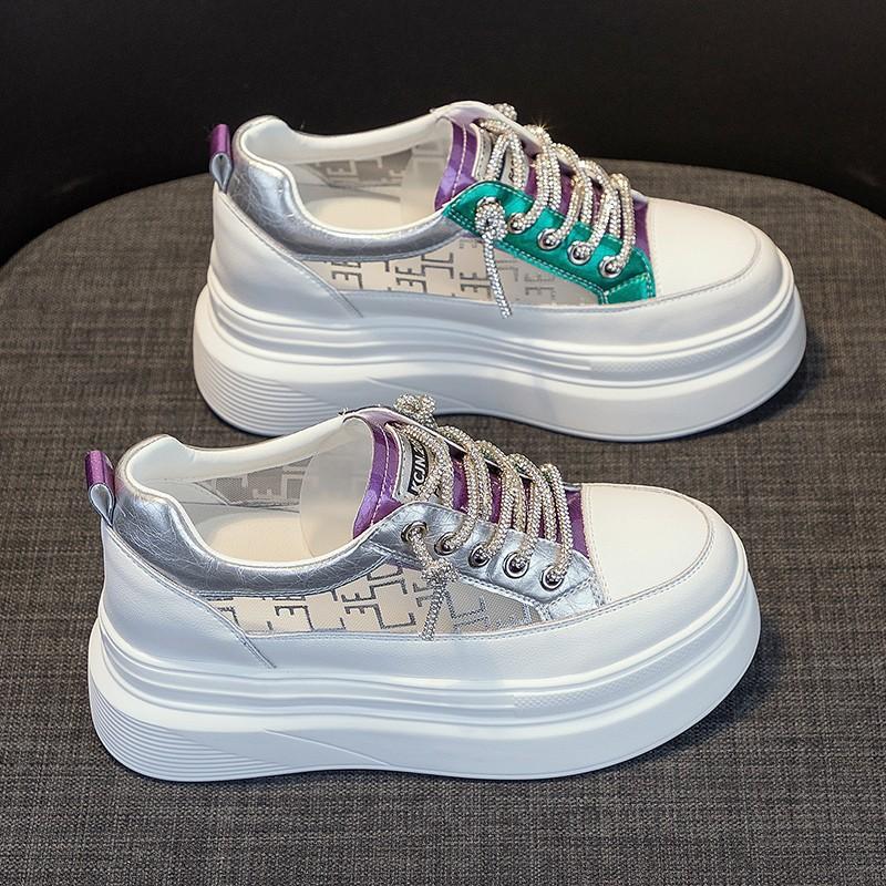 2024 Лето Новые Белые Туфли Сетчатые Удобные Повседневные Дышащие Женские Туфли На Платформе Женские