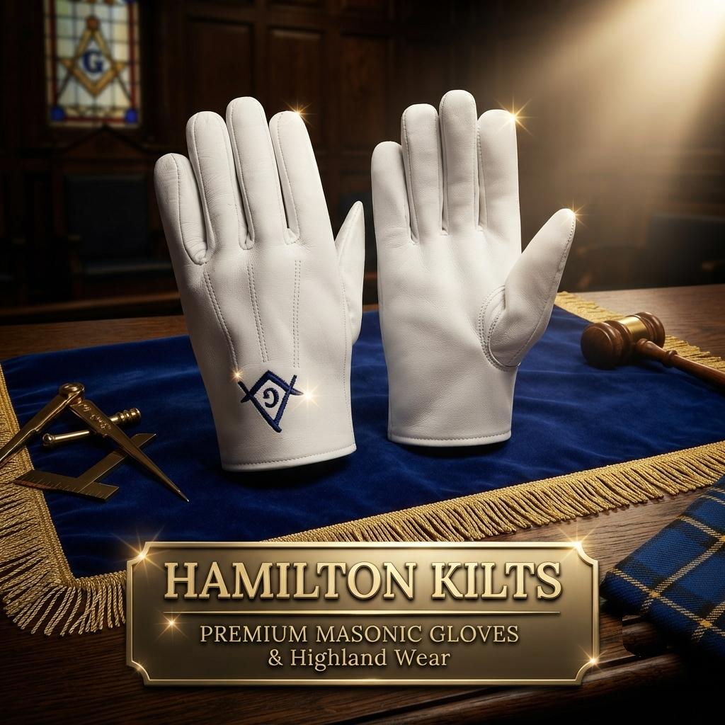 Leather Gloves Masonic compass regalia Parade Freemason Military Police Funeral Glove