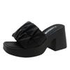 Ladies Shoes On Sale 2024 New Fashion Square Toe Anti-wrinkle Women's Slippers Summer High-heeled Casual Women Fish Mouth Shoes