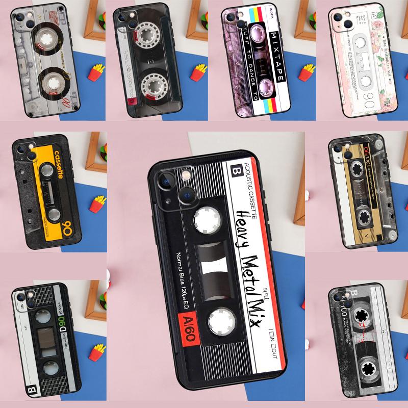 Cassette Tape Phone Case For iPhone 16 15 14 Pro Max 11 12 13 Pro Max Mini XR 16e 16 15 Plus Bumper Cover