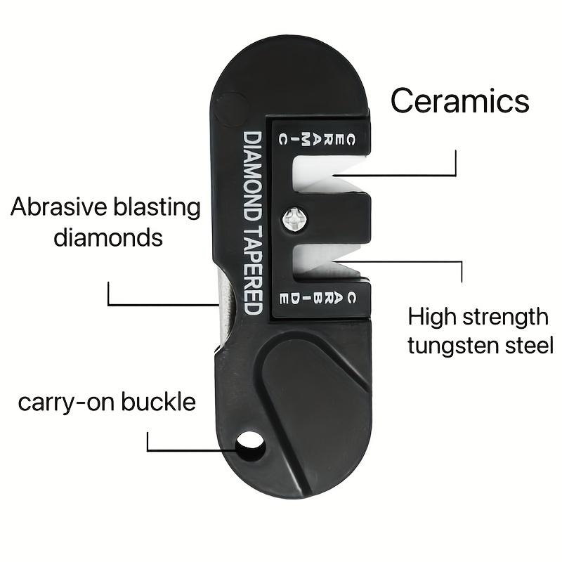 1 шт. Многофункциональная карманная точилка для ножей 4 в 1 Складной точильный камень с 3 этапами Керамический и Карбидный и Алмазный конический