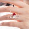 925 Sterling Silver Chain White Stone Infinity Model Red Rose Necklace