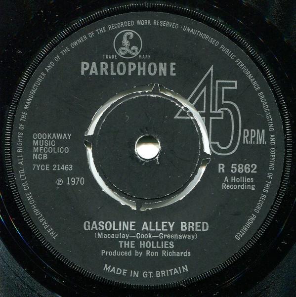7-дюймовая пластинка HOLLIES Gasoline Alley Bred R5862 Parlophone 1970 UK Поп Б/у