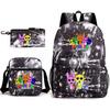 Rhythm Box Game Merchandise Student Bag Sprunki Cartoon Starry Sky Backpack Leisure Bag 3-piece Set D