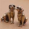 2PCS 3D Dog Casting Animal Mini Figurine Retro Style Metal Sculpture Home Office Room Desktop Decoration Collect Ornaments Gift