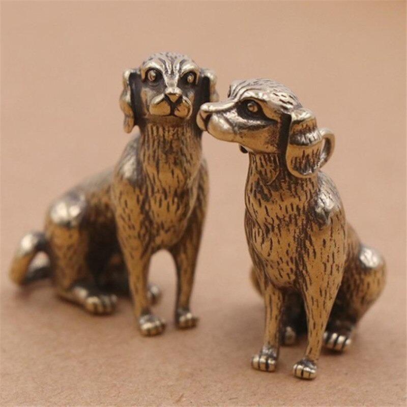 2PCS 3D Dog Casting Animal Mini Figurine Retro Style Metal Sculpture Home Office Room Desktop Decoration Collect Ornaments Gift
