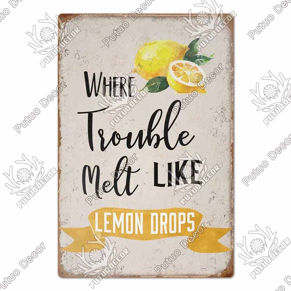 Putuo Decor Фрукты Винтажная Жестяная Табличка Металлическая Пластина Ретро Настенное Искусство Декор Гостиная Ферма Сад Кухня Железная Роспись