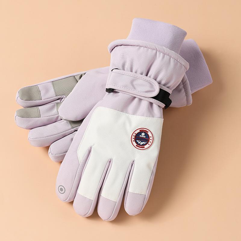 Лыжные перчатки для мужчин и женщин, для активного отдыха, для велоспорта, водонепроницаемые и нескользящие, с сенсорным экраном, утолщенные, с плюшевой подкладкой, теплые перчатки для осени и зимы