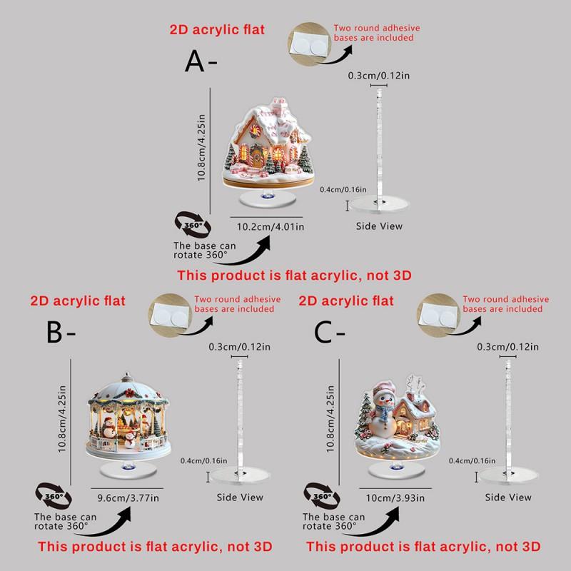 Christmas Warm Ferris Wheel Snow House 2D Acrylic Rotating Ornament Gift