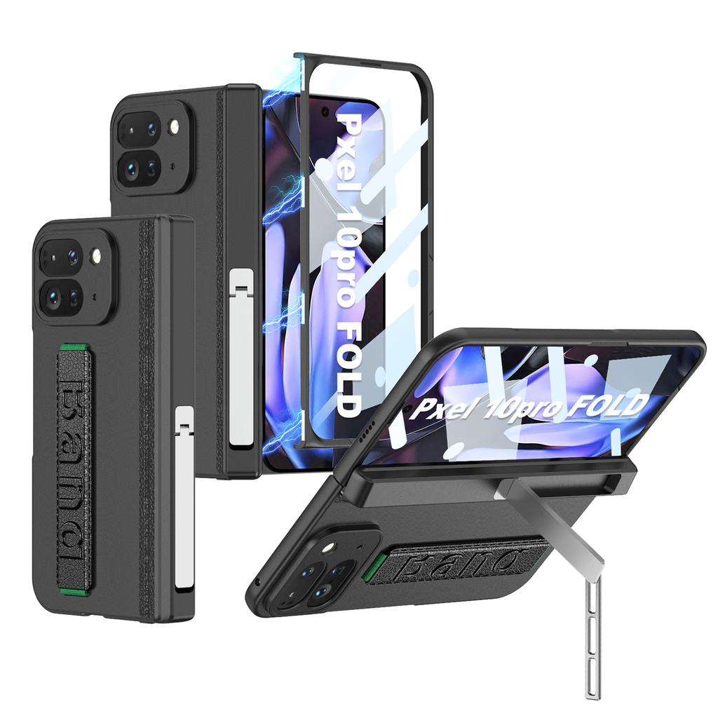 Magnetic Hinge Stand All-included Case for Google Pixel 10 9 Pro Wrist Strap Armor Screen Glass Cover for Pixel 10 Pro Fold Case