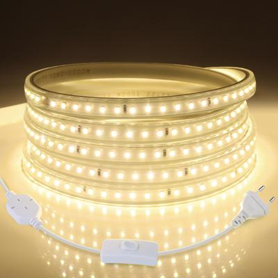 Высокая яркость 220 В светодиодная лента 2835SMD 120 светодиодов/м водонепроницаемая светодиодная лента наружная садовая лампа подсветка кухонного шкафа освещение