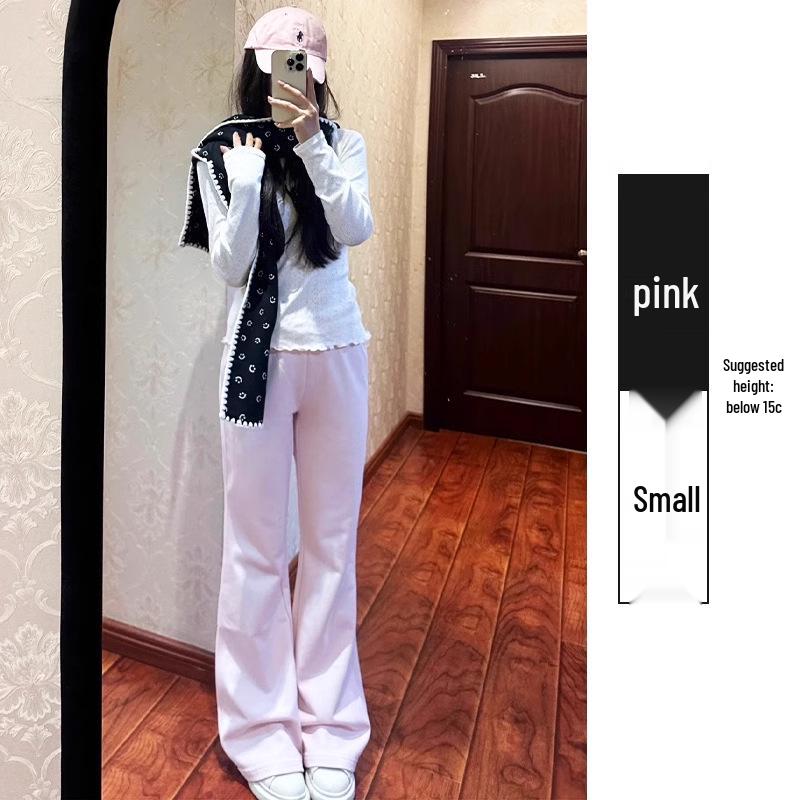 High-Waisted Gray Micro-Flared Women's Sweatpants with Fleece Lining for Spring/Autumn 2025