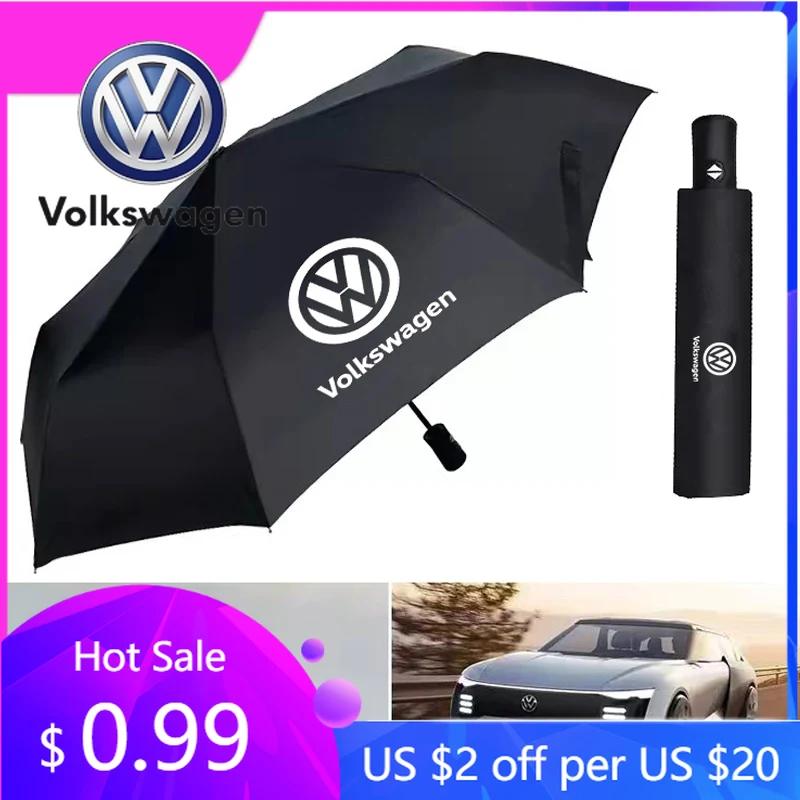 2026 Hot For Volkswagen VW Car Logo 12 Bone Automatic Umbrella UV Resistant Sunshade For VW GTI Polo Golf  Passat Scirocco Jetta