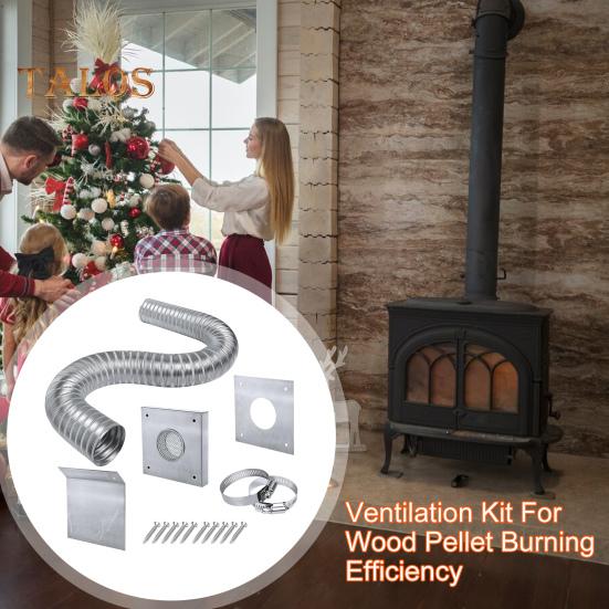 Комплект воздухозаборника для печи на пеллетах, нержавеющий, устойчивый к коррозии, простая установка, алюминиевая гибкая вентиляционная труба, комплект холодного воздуха