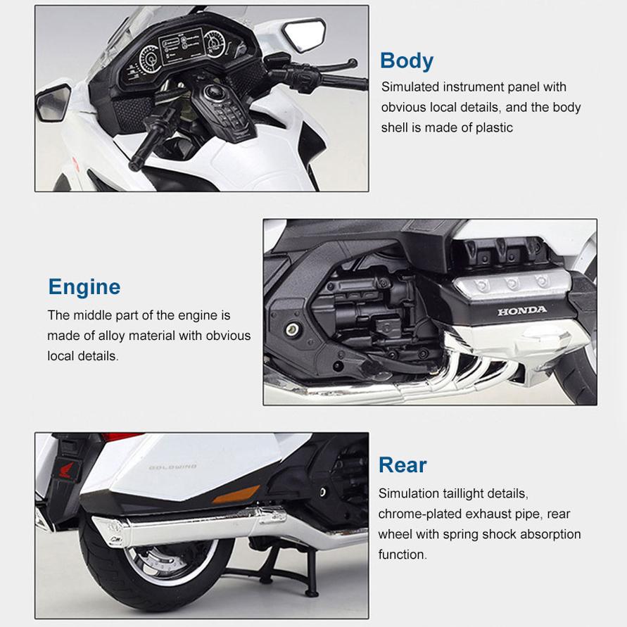 Масштаб 1/12 Welly 2020 Honda Gold Wing, литая под давлением модель мотоцикла, сверхмощный дорожный мотоцикл, коллекция игрушечных автомобилей из сплава, подарок для детей