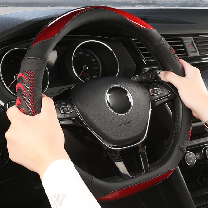 D Shape Car Steering Wheel Cover For VW Sharan Passat Caddy Touran Tiguan 2015-2021 Teramont Atlas T-Roc T-cross 2017-2021 2023