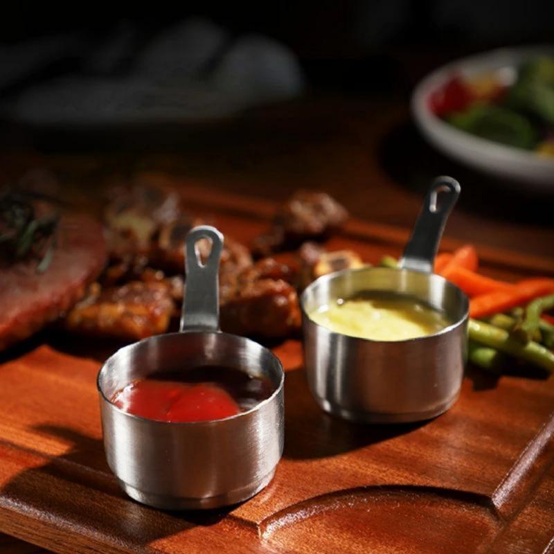 3 шт./комплект из нержавеющей стали, чашка для соуса с ручкой, блюдо для приправы, миска для макания в горячий горшок, чашка для соуса, уксус для суши, соевое блюдце, контейнер для закусок